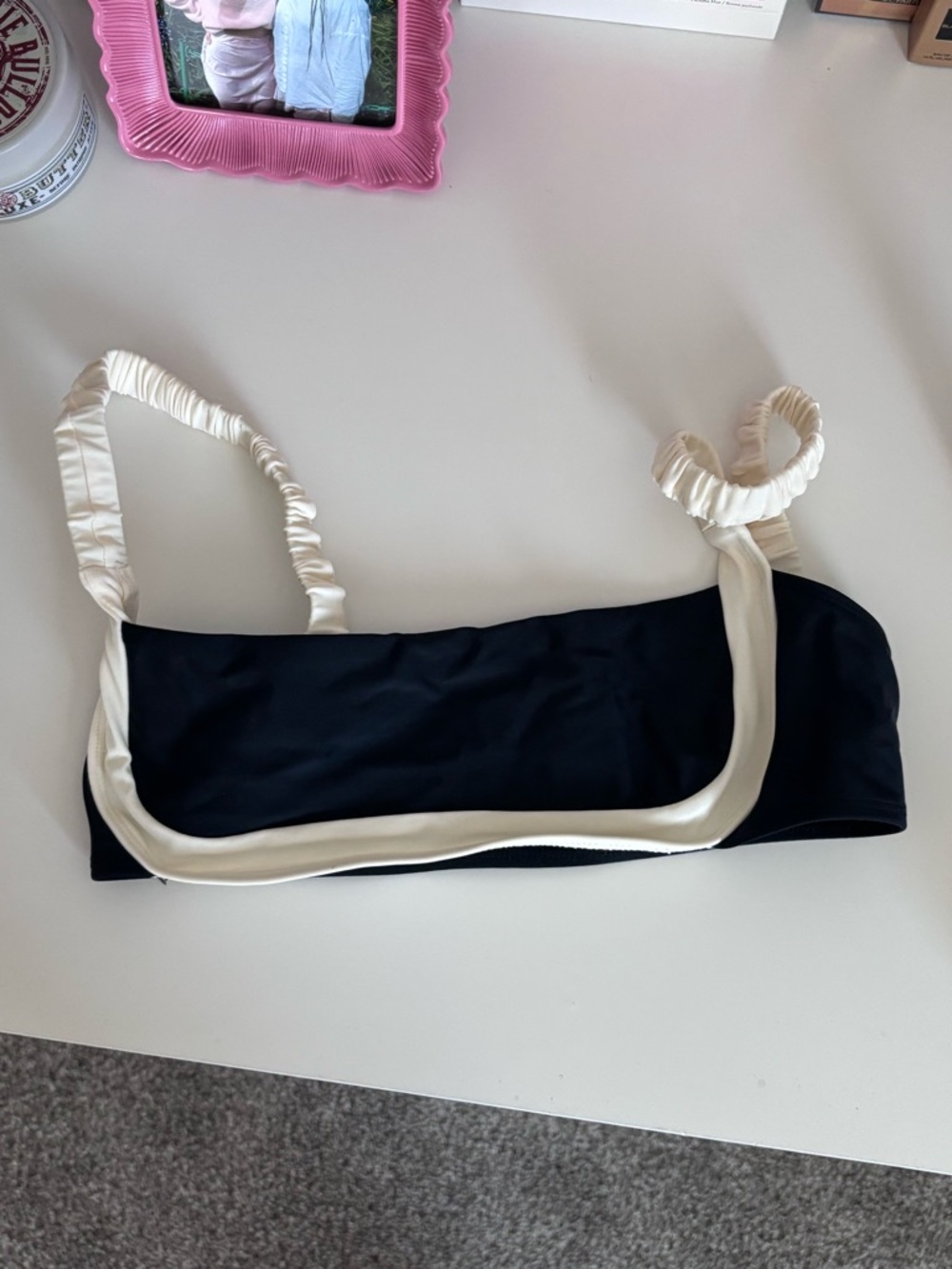 Strawberry Milk Mob Black Bandeau with Cream Straps